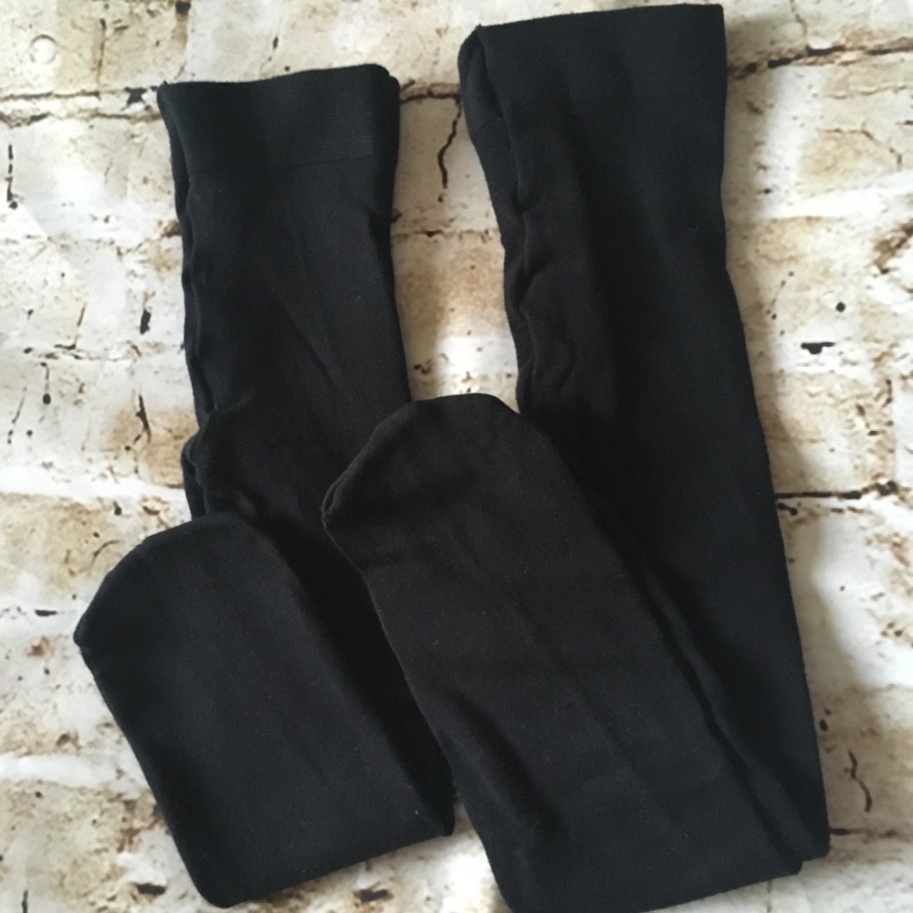 NWOT Black tights, size 6-12 & 12-24mths